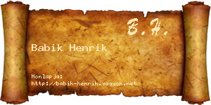 Babik Henrik névjegykártya